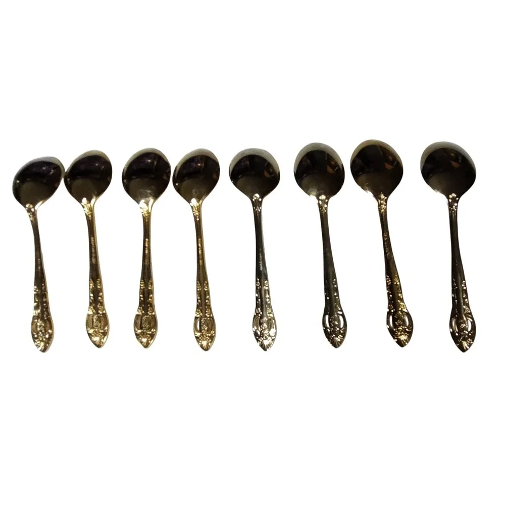 Hanford Forge HF Ltd Gold Pierced Rose Versaolles‎ Stainless Flatware 40 pcs SEE